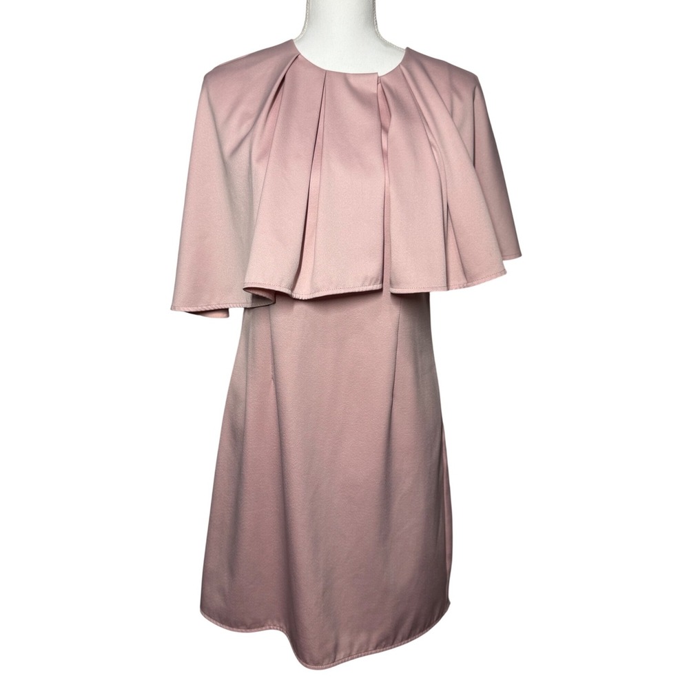 ELLIATT Cape Overlay Mini Dress M Blush Pink Excellent Pleated Cape Dress